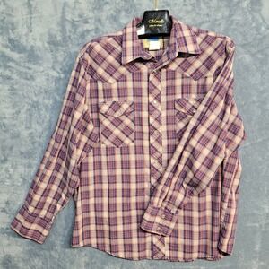 Wrangler Western Shirt Mens‎ Plaid Long Sleeve Button Up Cowboy Rodeo